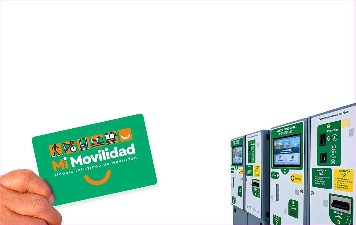 Tarjeta Mi Movilidad y máquinas de venta y recarga del transporte público.
